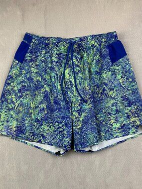 Lululemon Mens Shorts Large Blue Green SeaWheeze Surge Lined 6" Running M7AFKS